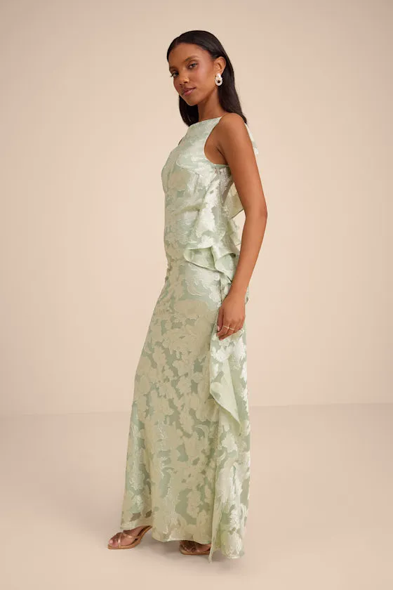 Narelle Sage Floral Burnout Ruffled Maxi Dress sold by Lulus product image thumbnail 4