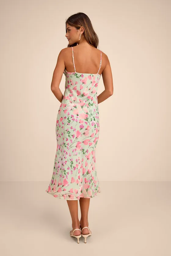 Oshia Sage Multi Floral Ruffled Midi Dress sold by Lulus product image thumbnail 3
