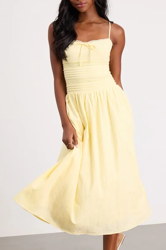 Elina Light Yellow Pleated Midi Dress sold by Lulus product image thumbnail 2