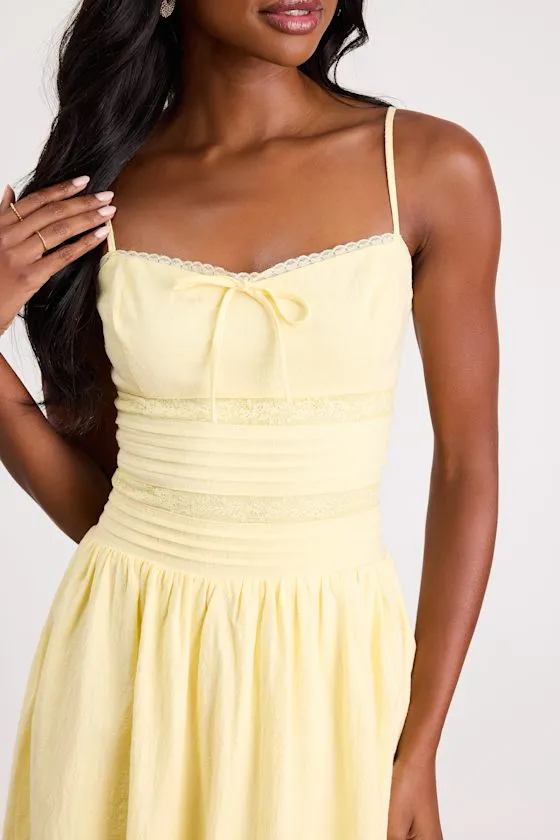 Elina Light Yellow Pleated Midi Dress sold by Lulus product image thumbnail 3