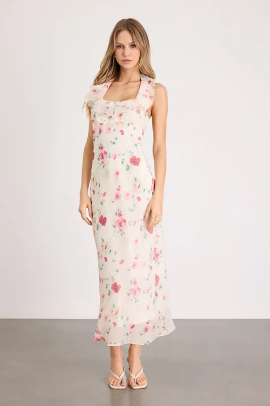 Etta Ivory Floral Ruffled Halter Midi Dress made by Lulus