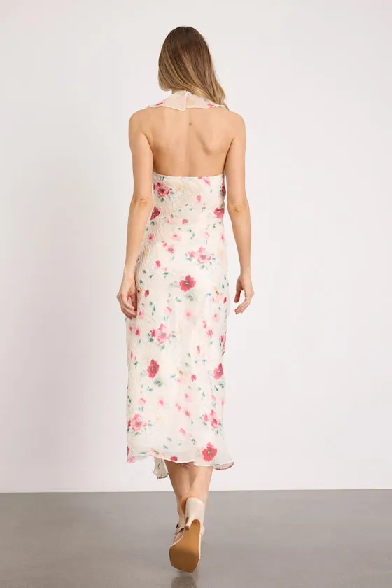 Etta Ivory Floral Ruffled Halter Midi Dress sold by Lulus product image thumbnail 3
