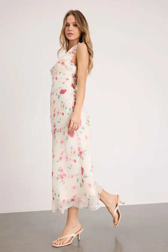 Etta Ivory Floral Ruffled Halter Midi Dress sold by Lulus product image thumbnail 4