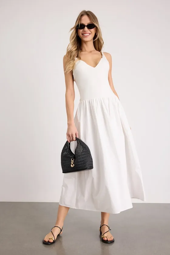 Tyler White Twisted Strap Midi Dress sold by Lulus
