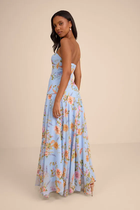 Alandria Light Blue Floral Drop Waist Maxi Dress sold by Lulus product image thumbnail 3