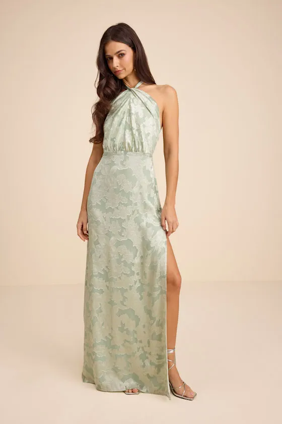 Indra Sage Floral Burnout Backless Maxi Dress sold by Lulus