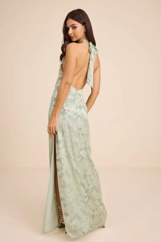 Indra Sage Floral Burnout Backless Maxi Dress sold by Lulus product image thumbnail 3