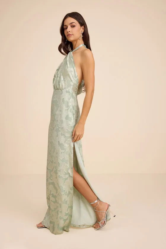 Indra Sage Floral Burnout Backless Maxi Dress sold by Lulus product image thumbnail 4