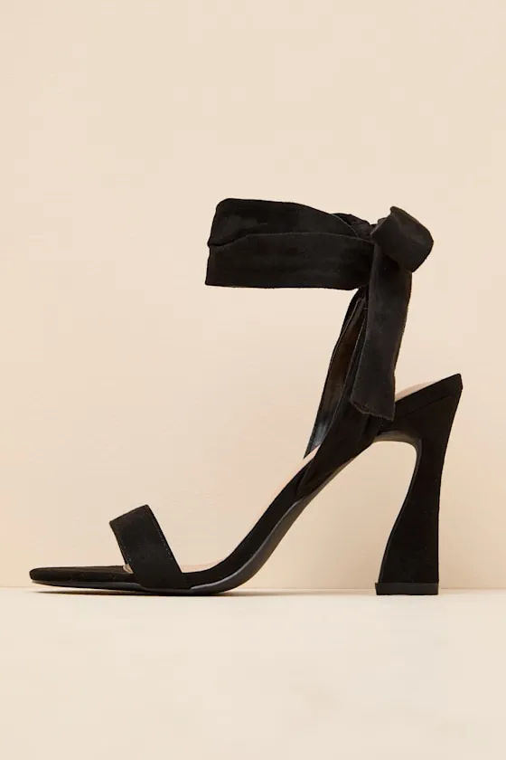 Eva Black Suede Lace-Up High Heel Sandals sold by Lulus product image thumbnail 2