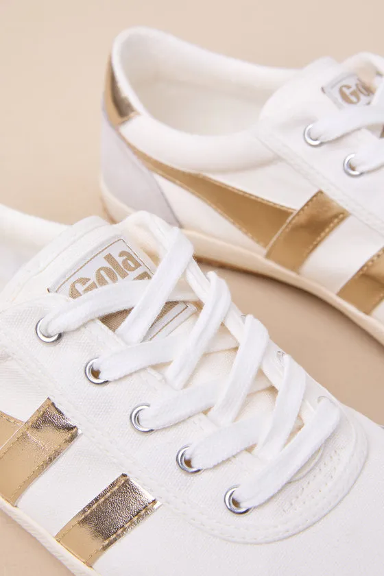 Badminton Off White and Gold Color Block Suede Leather Sneakers sold by Lulus product image thumbnail 4