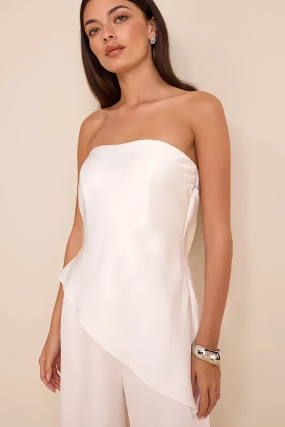 Zettie White Organza Asymmetrical Jumpsuit sold by Lulus product image thumbnail 4