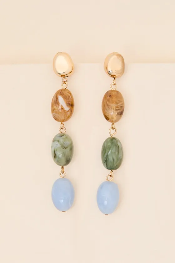 Lesia Gold Multi Stone Drop Earrings sold by Lulus product image thumbnail 2