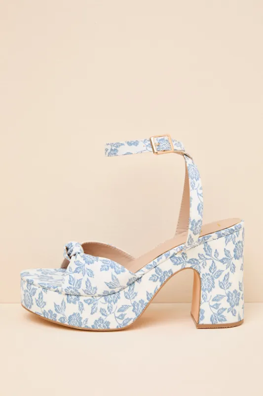 Rosamond White Floral Knotted Platform High Heel Sandals made by Lulus
