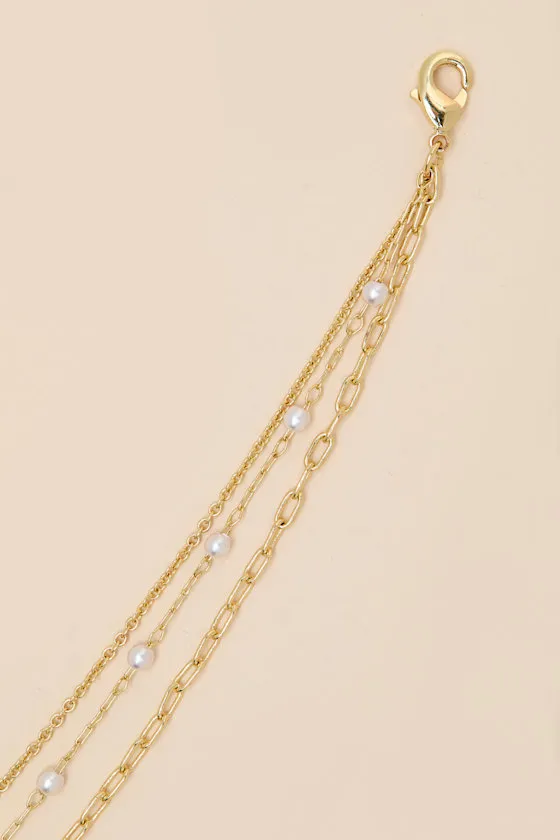 Adalee Gold Pearl Hand Chain Bracelet sold by Lulus product image thumbnail 4