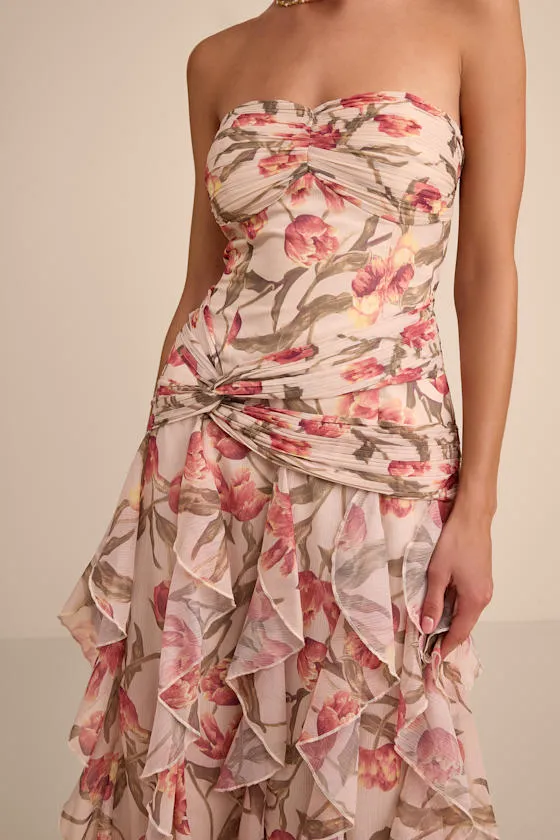 Danna Cream Multi Floral Ruffled Maxi Dress sold by Lulus product image thumbnail 2