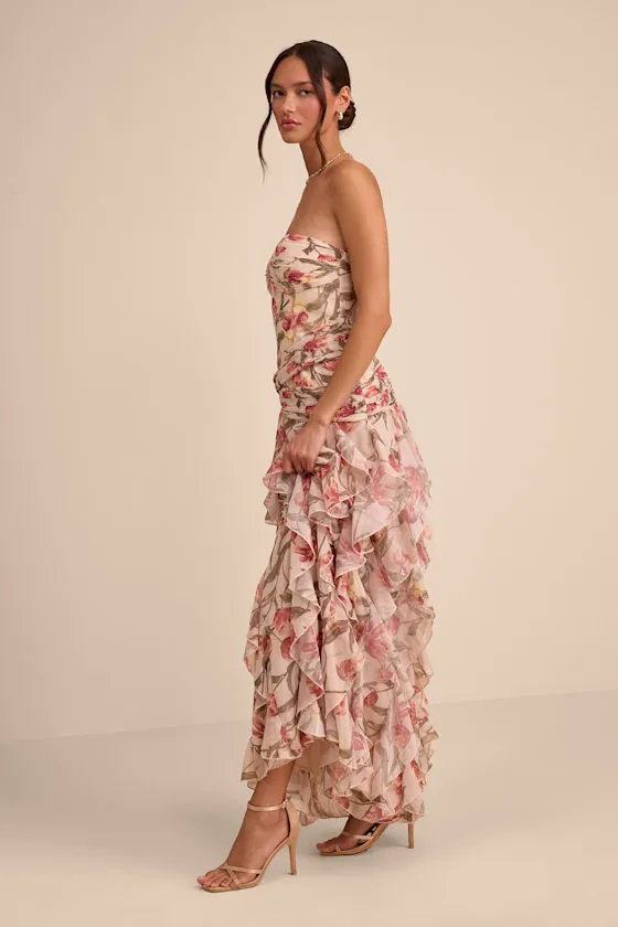 Danna Cream Multi Floral Ruffled Maxi Dress sold by Lulus product image thumbnail 4