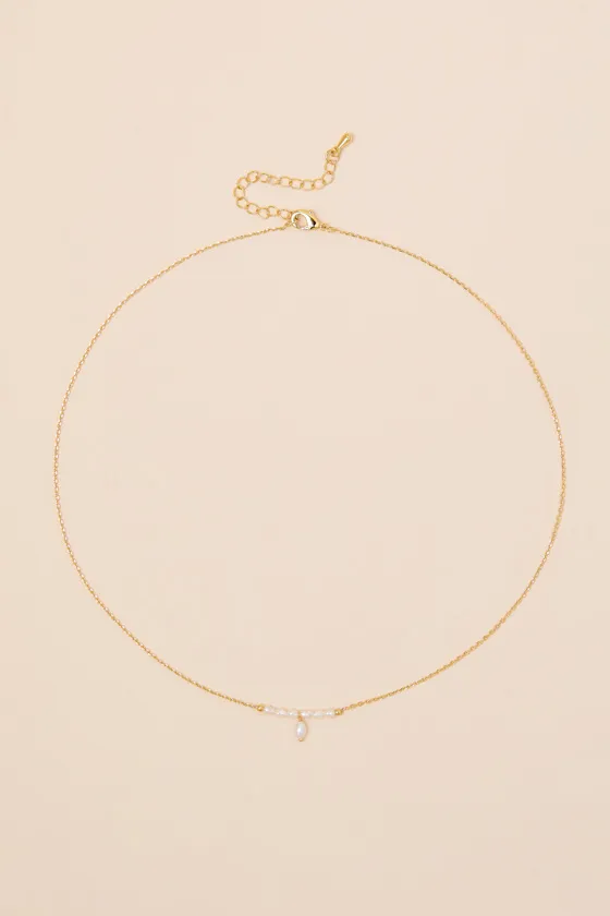 Kyrie 14KT Gold Pearl Necklace sold by Lulus