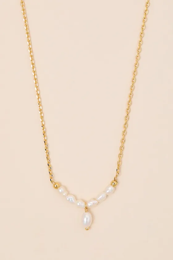 Kyrie 14KT Gold Pearl Necklace sold by Lulus product image thumbnail 2