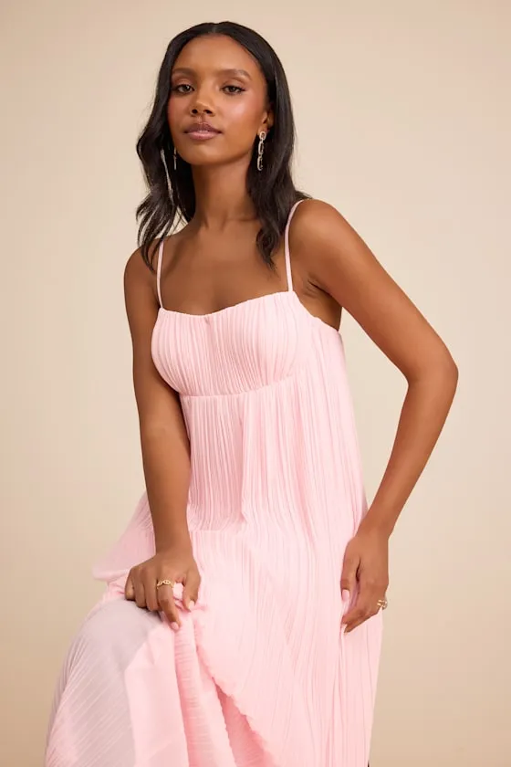 Avi Light Pink Pleated Sleeveless Maxi Dress sold by Lulus product image thumbnail 2