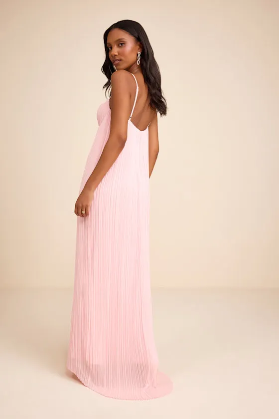 Avi Light Pink Pleated Sleeveless Maxi Dress sold by Lulus product image thumbnail 3