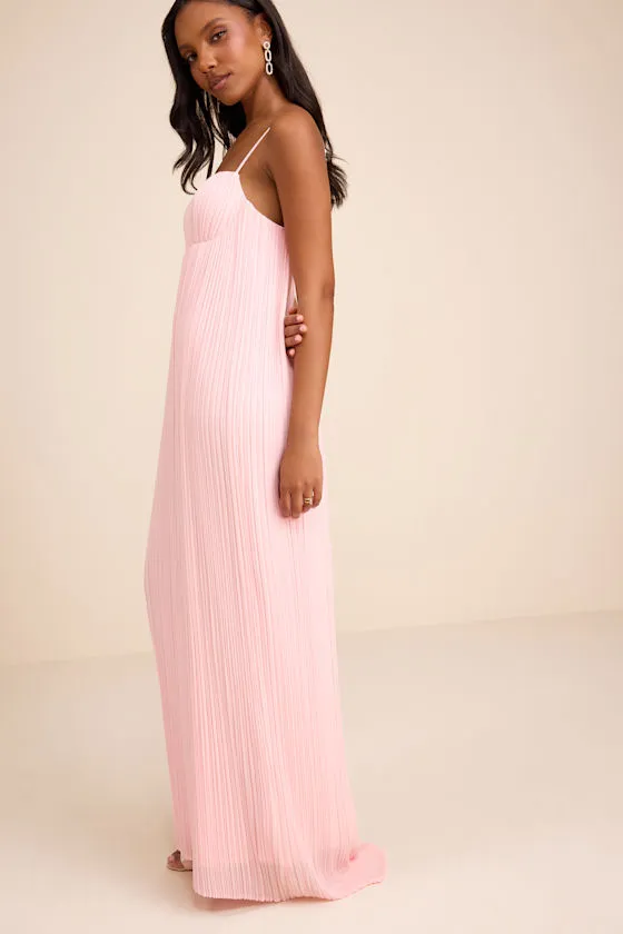 Avi Light Pink Pleated Sleeveless Maxi Dress sold by Lulus product image thumbnail 4
