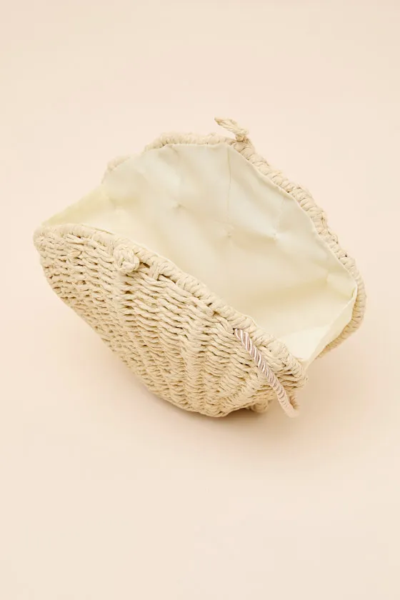 Andrina Beige Woven Straw Seashell Crossbody Bag sold by Lulus product image thumbnail 3