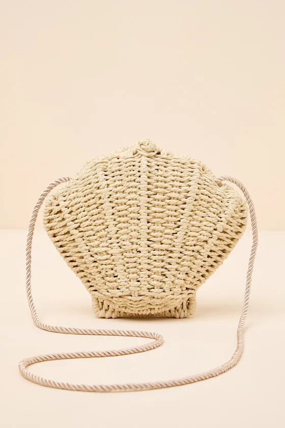 Andrina Beige Woven Straw Seashell Crossbody Bag sold by Lulus product image thumbnail 4