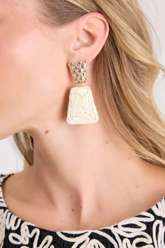 Zoya Beige Raffia Statement Earrings made by Lulus