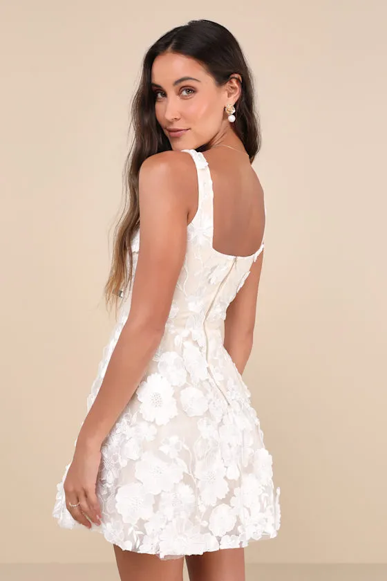 Divine Intentions White 3D Floral Embroidered Skater Dress sold by Lulus product image thumbnail 3
