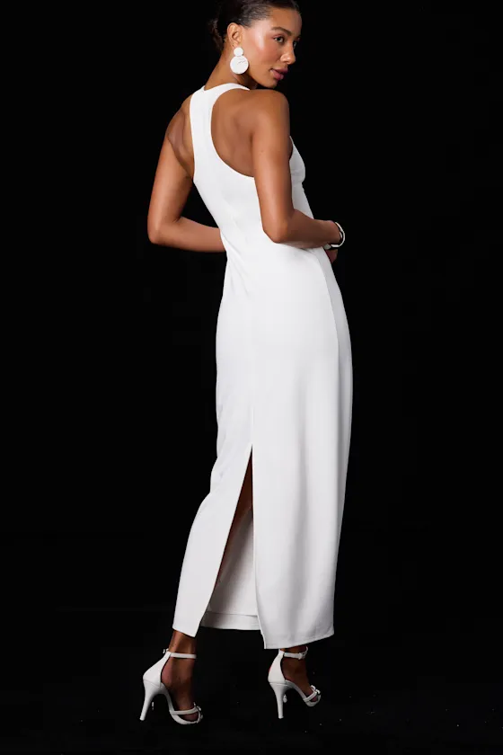Jalini White Jersey Knit Scoop Neck Maxi Dress sold by Lulus product image thumbnail 2