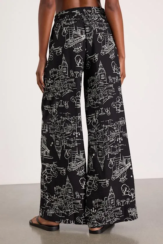 Ravia Black Print Wide-Leg Pants sold by Lulus product image thumbnail 3