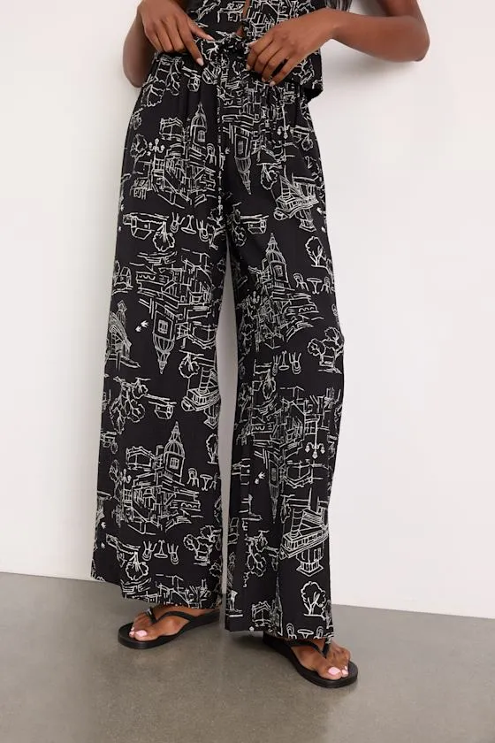 Ravia Black Print Wide-Leg Pants sold by Lulus product image thumbnail 4