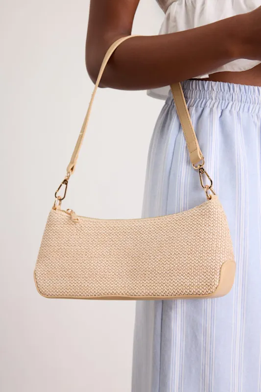Jamie Bone Raffia Shoulder Bag made by Billini
