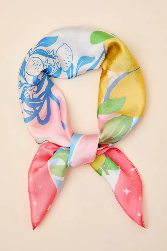 Mirri Pink Multi Print Satin Scarf sold by Lulus product image thumbnail 2