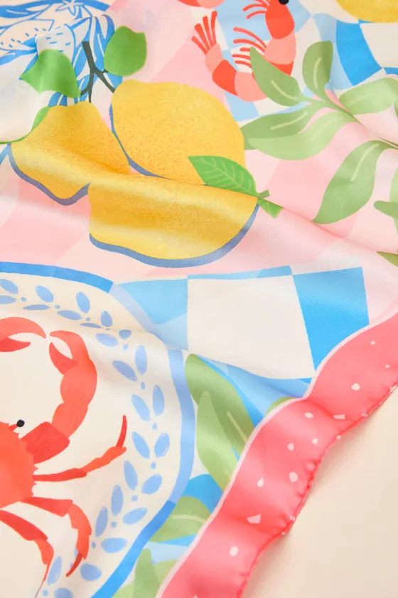 Mirri Pink Multi Print Satin Scarf sold by Lulus product image thumbnail 4