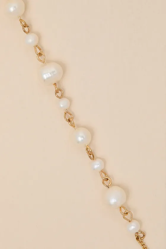 Coastal Pearl 14KT Gold Layered Lariat Necklace sold by Lulus product image thumbnail 4