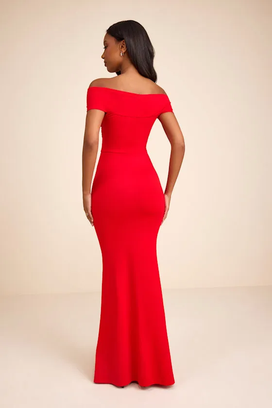 Katerina Red Twist-Front Off-The-Shoulder Maxi Dress sold by Lulus product image thumbnail 3