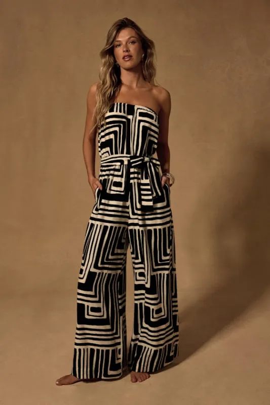 Lanora Black Abstract Print Wide-Leg Jumpsuit made by Lulus