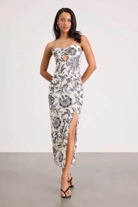 Kezia White Floral Column Midi Dress made by Lulus