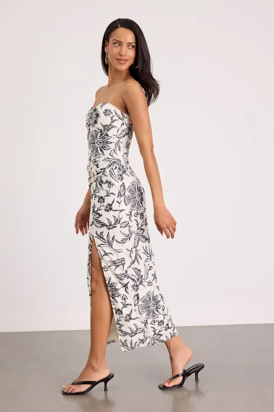Kezia White Floral Column Midi Dress sold by Lulus product image thumbnail 4