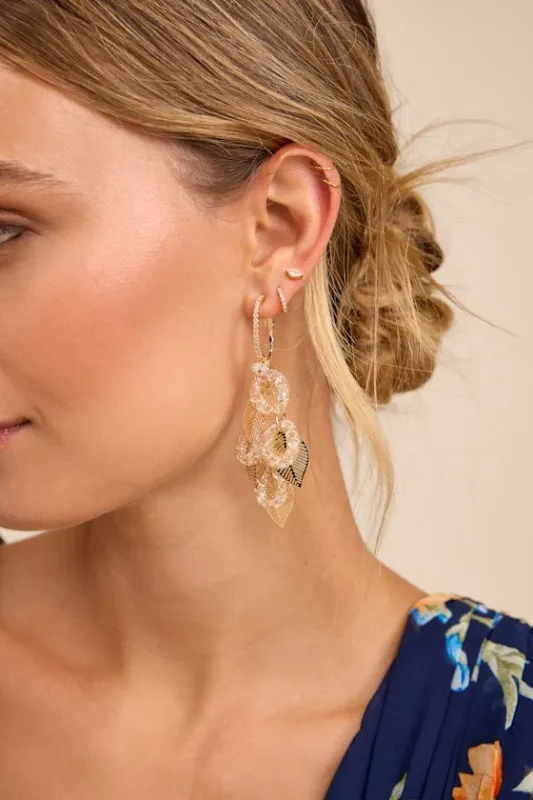 Ellies Gold Leaf Statement Earrings made by Lulus