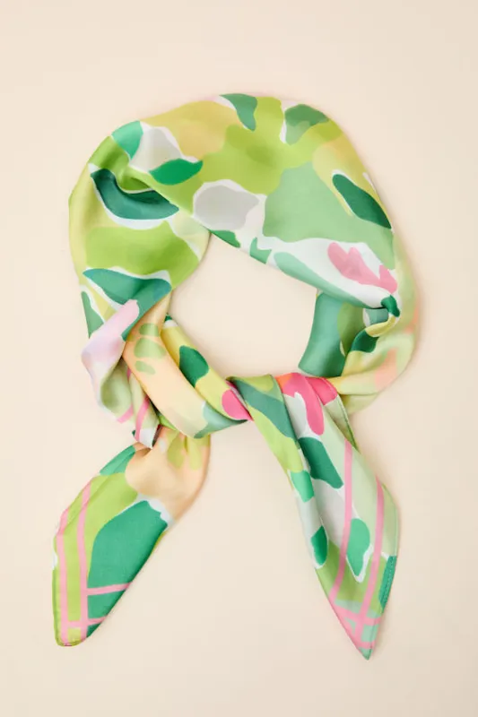 Samaria Green Multi Floral Satin Scarf made by Lulus