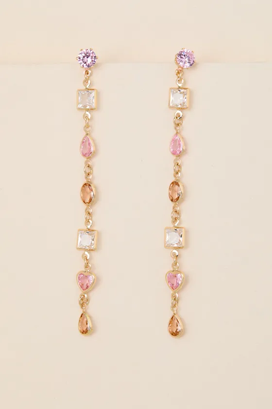 Kemi Gold Multi Rhinestone Drop Earrings sold by Lulus product image thumbnail 2