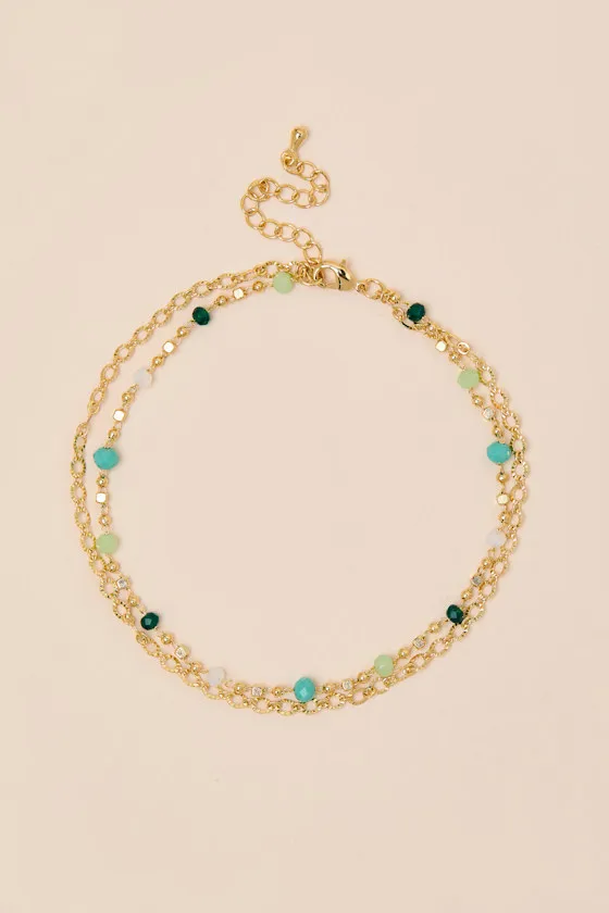 Naleisa Gold Multi Beaded Layered Anklet sold by Lulus product image thumbnail 2