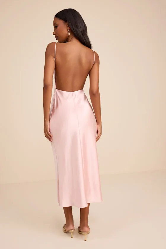 Val Blush Satin Backless Midi Dress sold by Lulus product image thumbnail 3