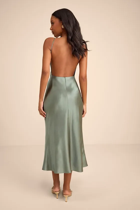 Val Sage Satin Backless Midi Dress sold by Lulus product image thumbnail 3