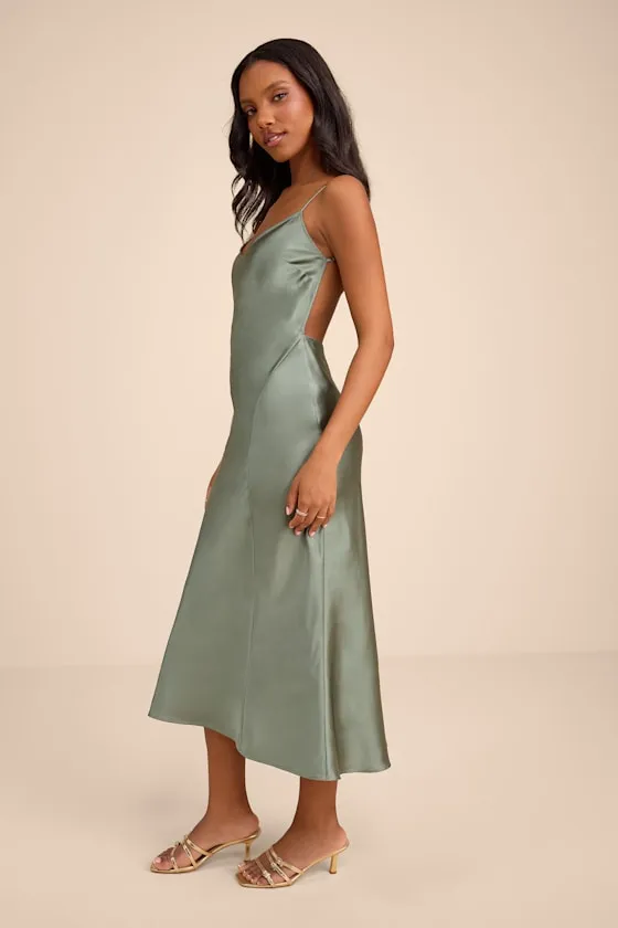 Val Sage Satin Backless Midi Dress sold by Lulus product image thumbnail 4