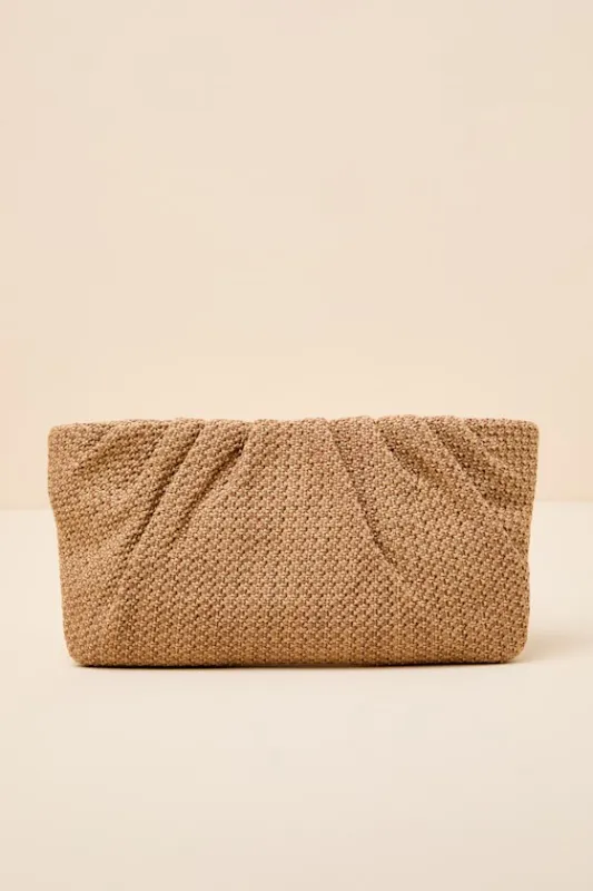 Palomaa Natural Raffia Crossbody Clutch made by Steve Madden