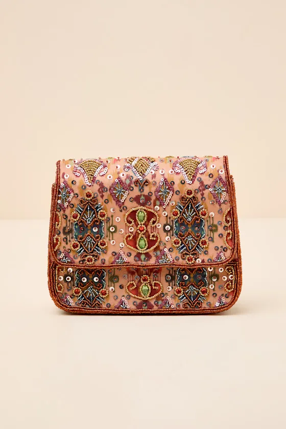 Itzel Multi Boho Print Beaded Crossbody Bag sold by Lulus