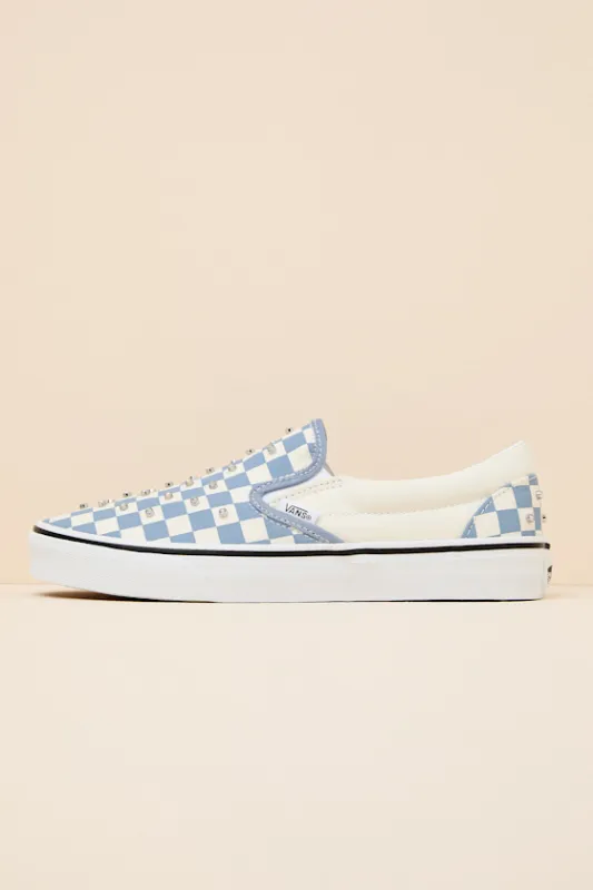 Classic Glacial Slate Checkerboard Rhinestone Slip-On Sneakers made by Vans